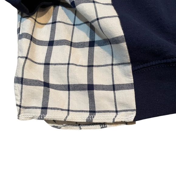 Unique One of a Kind Flannel Sleeve Holiday Christmas Sweatshirt Size L XL - Picture 3 of 6